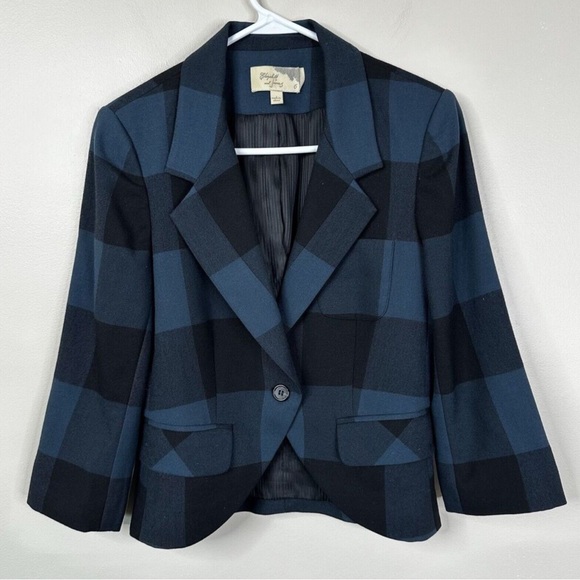 Elizabeth and James Ivy Blazer Womens 6 Wool Buffalo Plaid One Button - Picture 2 of 6
